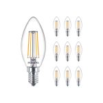 Opakowanie 10x Philips MASTER Value LED Świeca E14 Włókno Przezroczysty 3.4W 470lm - 927 | Najlepsze renderowanie kolorów - Ściemnianie – Zamienne 40W