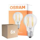 Opakowanie 6x Osram LED Superstar E27 Gruszka Włókno Przezroczysty 7.5W 1055lm - 940 Zimna Biel | Najlepsze Renderowanie Kolorów - Ściemnianie - Zamienne 75W